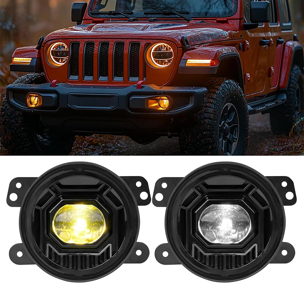 For Jeep Wrangler Jl Jlu 4XE 2PCS Inch Dual Color Fog Assembly