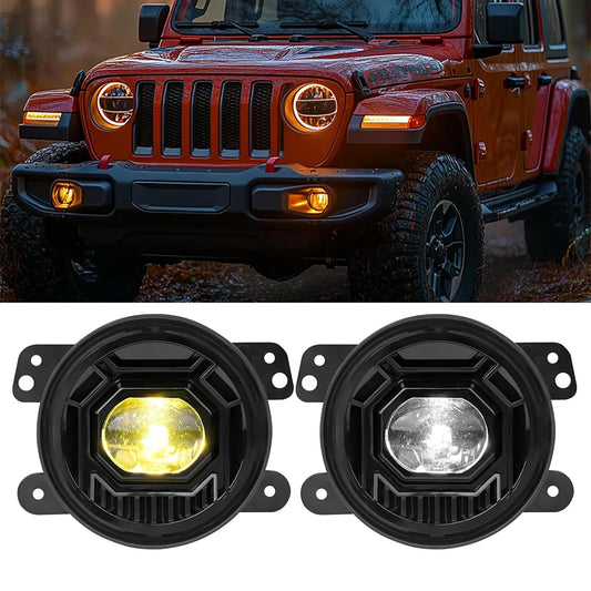 For Jeep Wrangler Jl Jlu 4XE 2PCS Inch Dual Color Fog Assembly