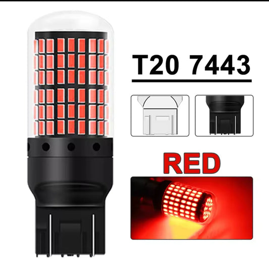 2X Red Stop Tail Bulb T20 Wedge W21 5W