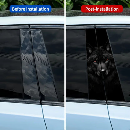 2-piece Strong Wolf Face Vinyl Decal Disposable Exterior Trim