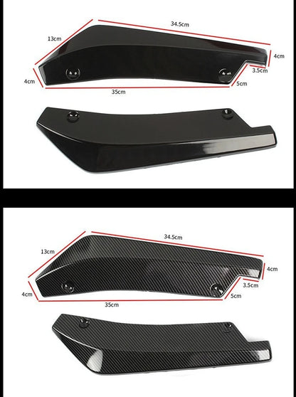 Rear Bumper Split Side Spoiler Canards Corner Black Carbon