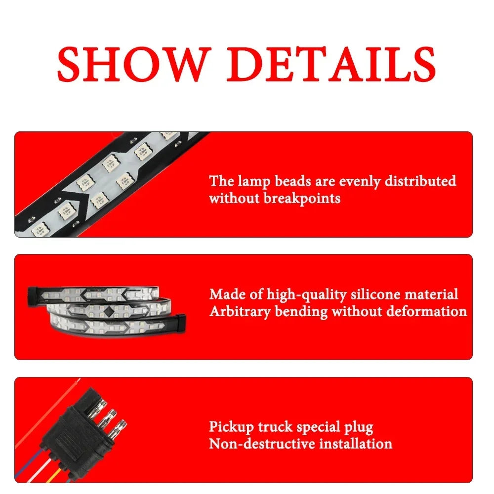 12V 24V Dynamic Colorful Turn Signal Rear 5function Flowing