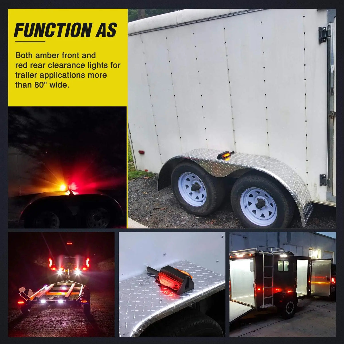 Nilight 2PCS Trailer Fender Pre Wired Clearance Marker Amber