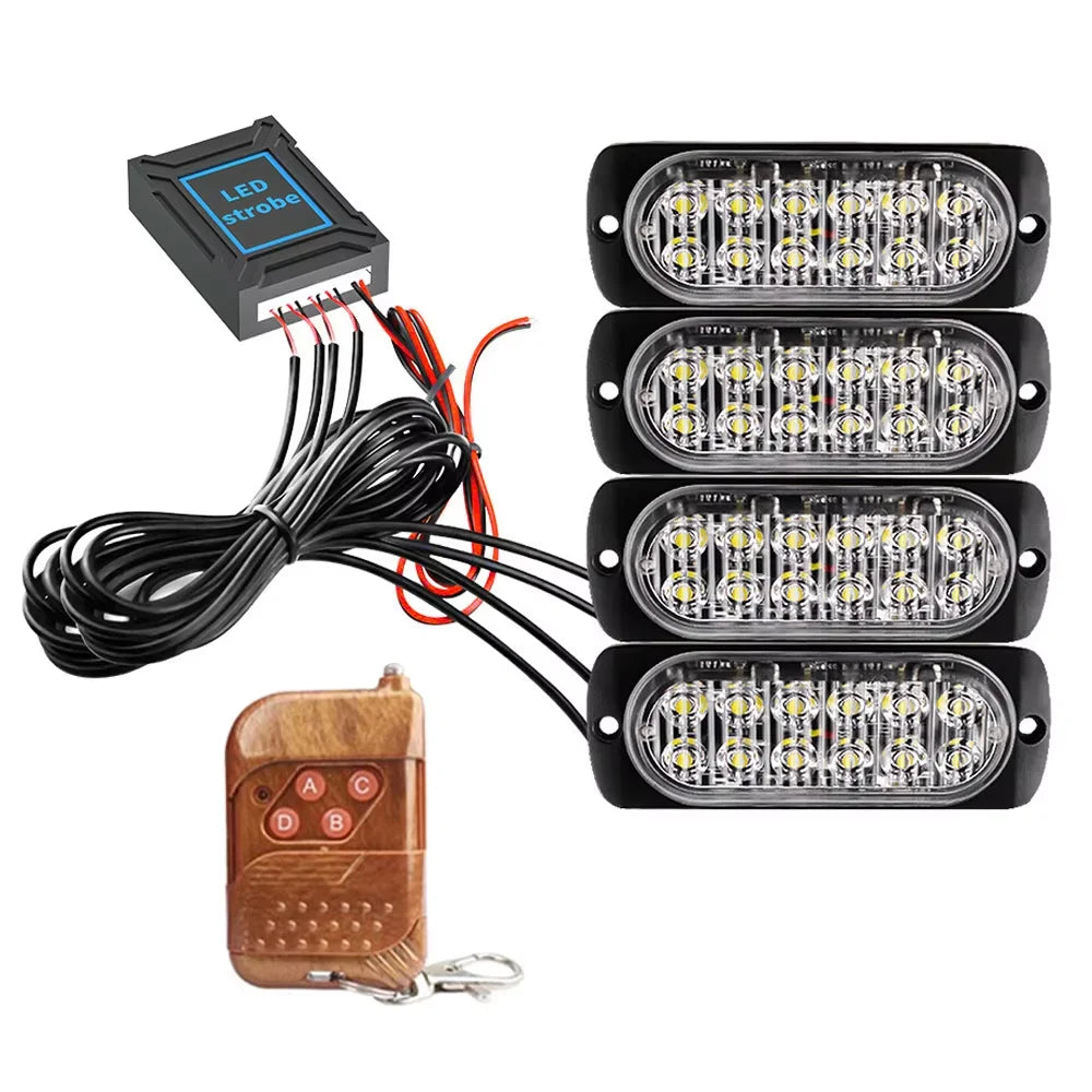 For Trailer 4X12 Remote Control Strobe Truck Flash Warning