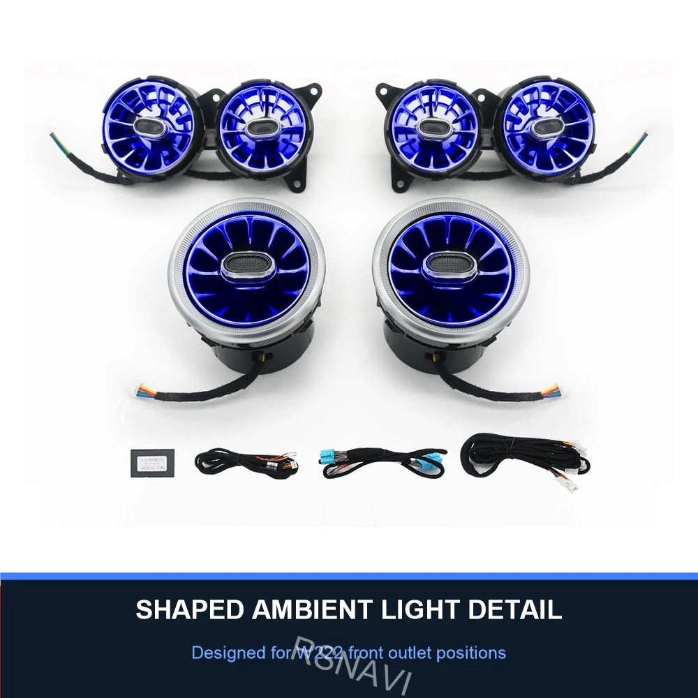 Front Dashboard turbine-style Air Vents Ambient Lighting