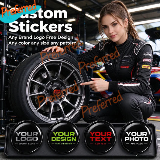 Custom Logo Name 3D Silicone Sticker Domed Wheel Resin