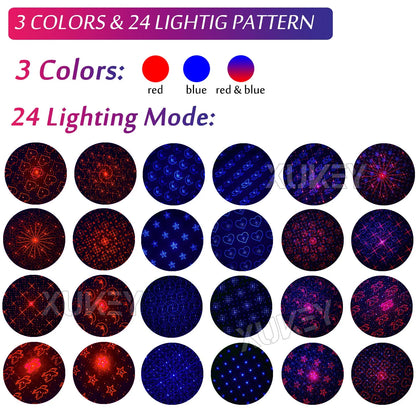 USB Star Projector Night Colors 24 Lighting Modes Sound