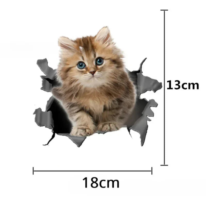 3D Simulation Cute Cats Peeking Peering Creative Funny Vinyl