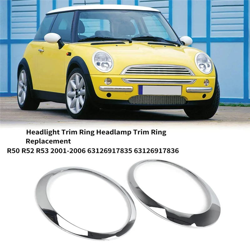 For BMW MINI Cooper R50 R52 Headlight Trim Ring Headlamp Chrome