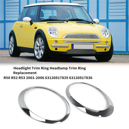 For BMW MINI Cooper R50 R52 Headlight Trim Ring Headlamp Chrome