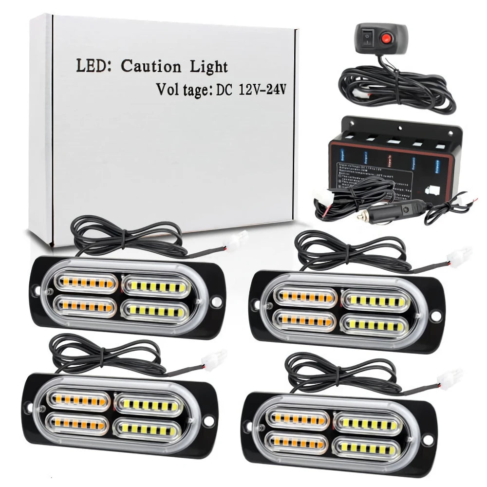 Strobe Set 24LED 12V SUV Ambulance Flashing Switch Red