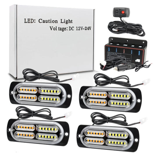 Strobe Set 24LED 12V SUV Ambulance Flashing Switch Red