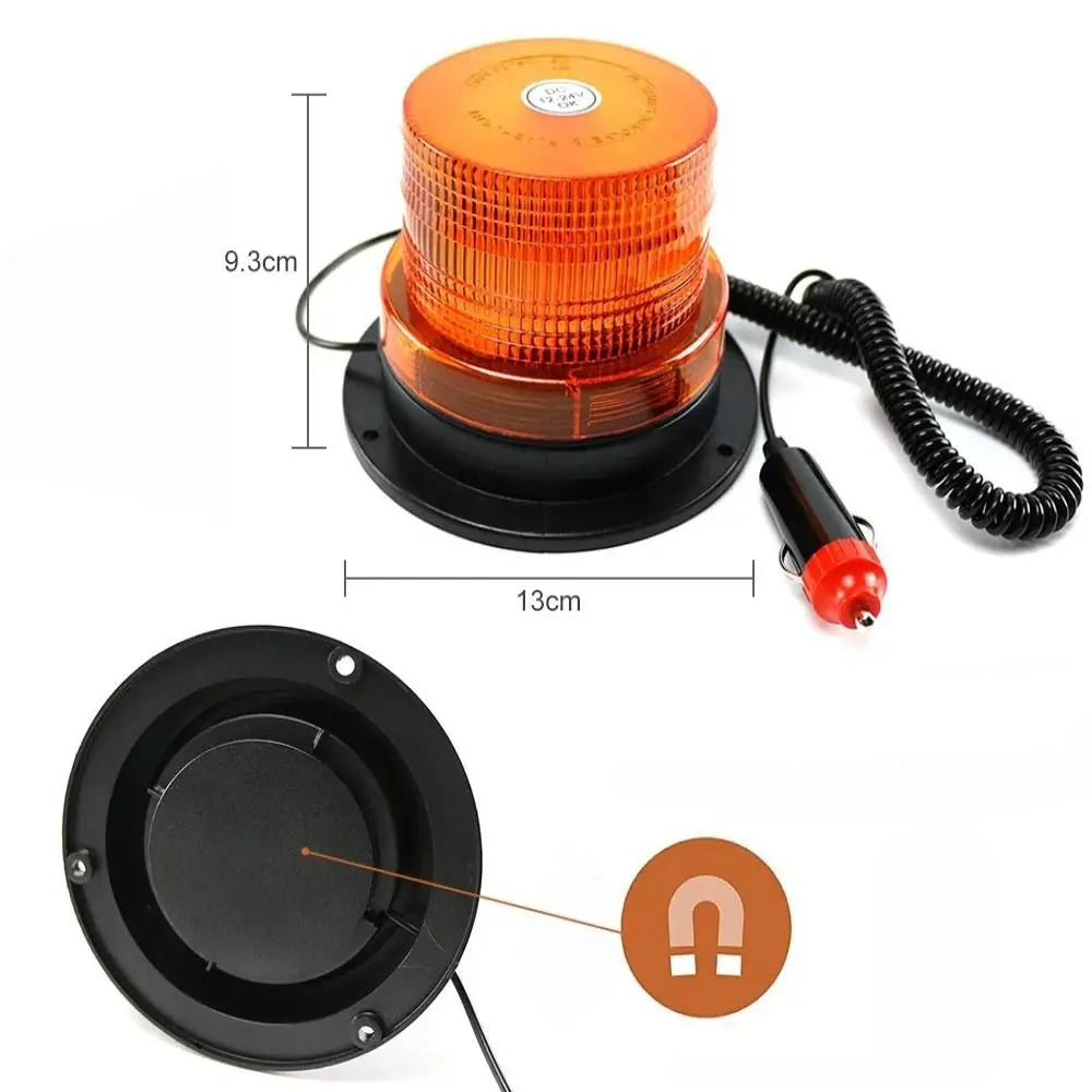 12V 24V Strobe Blue Amber Red Flashing Emergency Magnetic