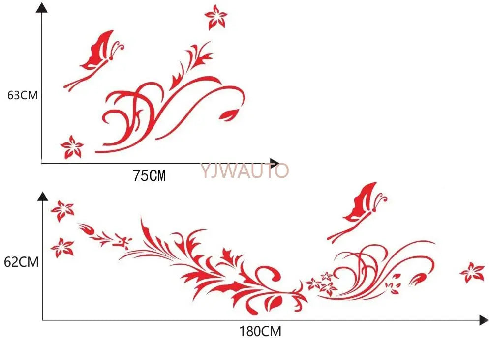 szss-car Body Stickers Butterfly Love Flower Decals SUV Hood