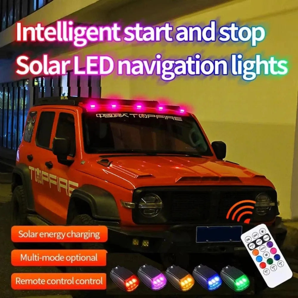 Wireless Solar Flash Waterproof RGB Roof Strobe Remote Control