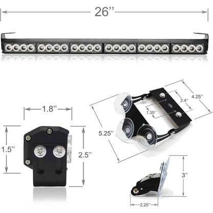 24 Blue Modes Emergency Warning Traffic Advisor Strobe Bar