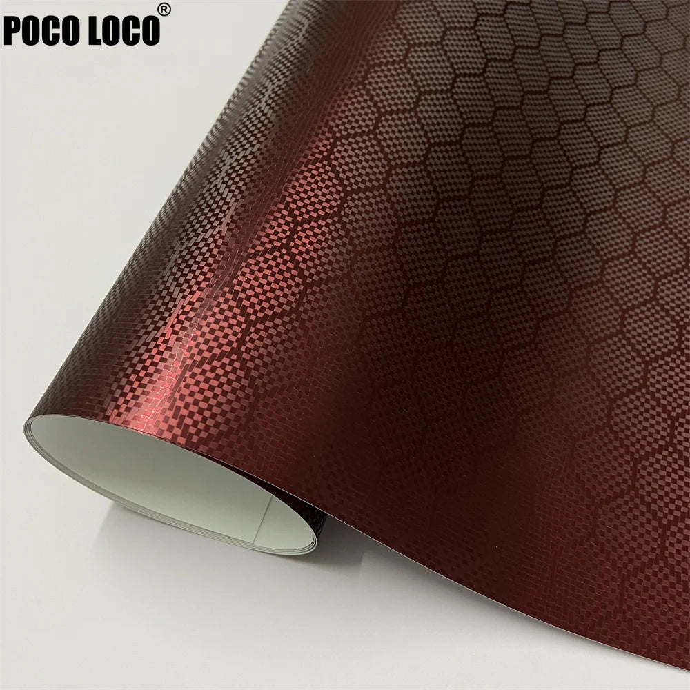 Dark Red Hexagon Forged Carbon Fiber Vinyl Sticker Self