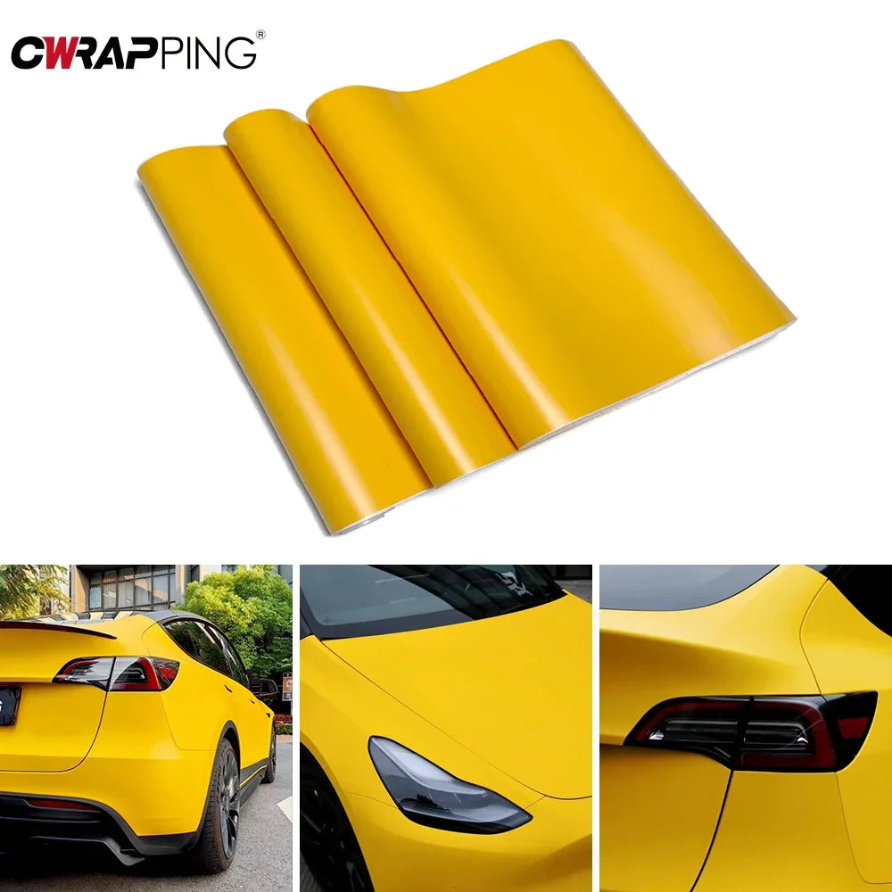 Matte Yellow Wrapping Vinyl Air Release Waterproof Pvc Wrap