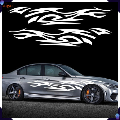 2PCS Fashion Stickers Flames Flaming Body Sticker Stripe Door