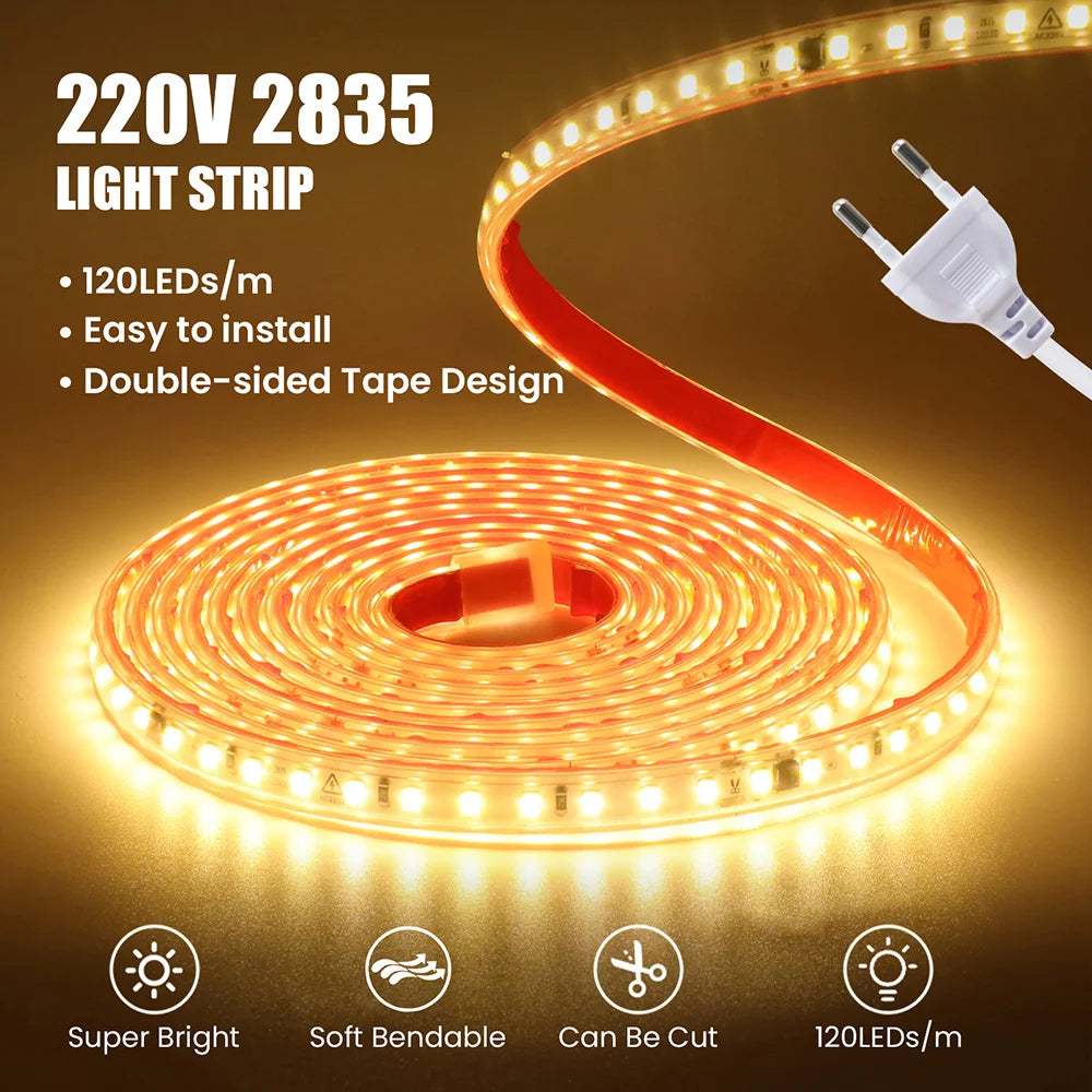 Dimmable 220V 2835 Strip Dimmer Switch Adhesive Tape Waterproof
