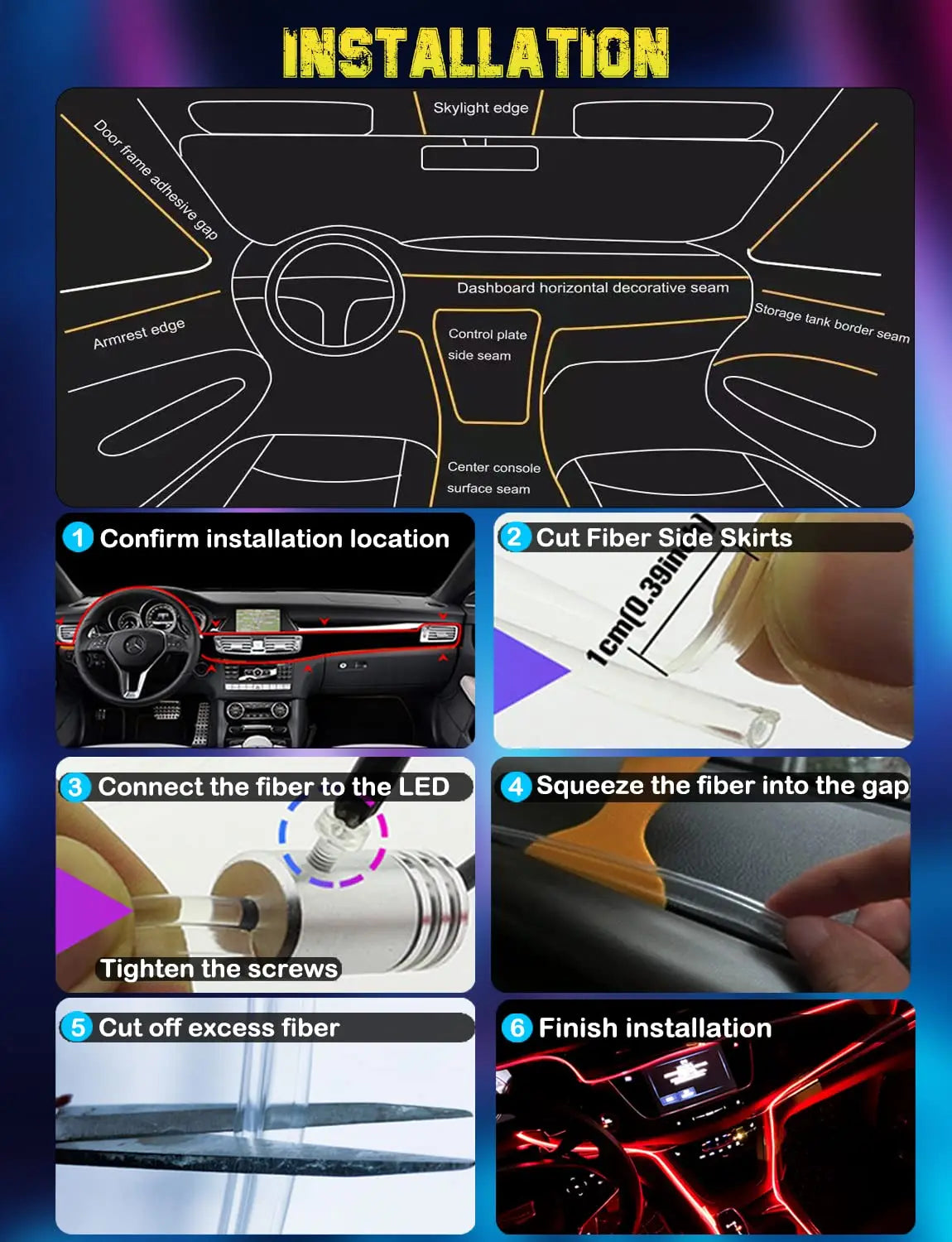 Neon Interior Ambient 315 Inch Fiber Optic RGB Strip