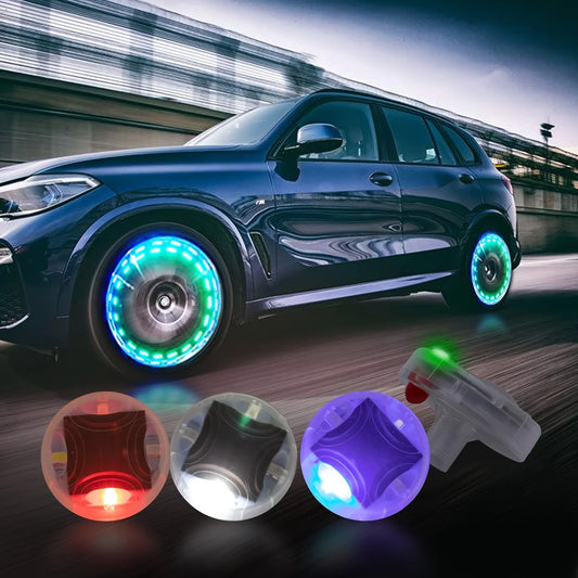 For Night Decoration Solar Tire Color Valve Stem Cap Flash Wheel