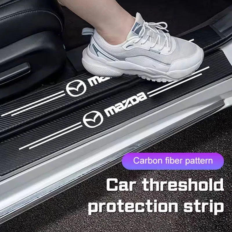 For Mazda 3 Bk Bl Bj Logo Door Carbon Fiber Sill Protector