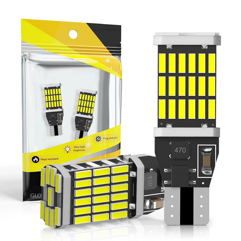 2PCS Power Bulb Canbus W16W T15 Smd 4014 Reverse