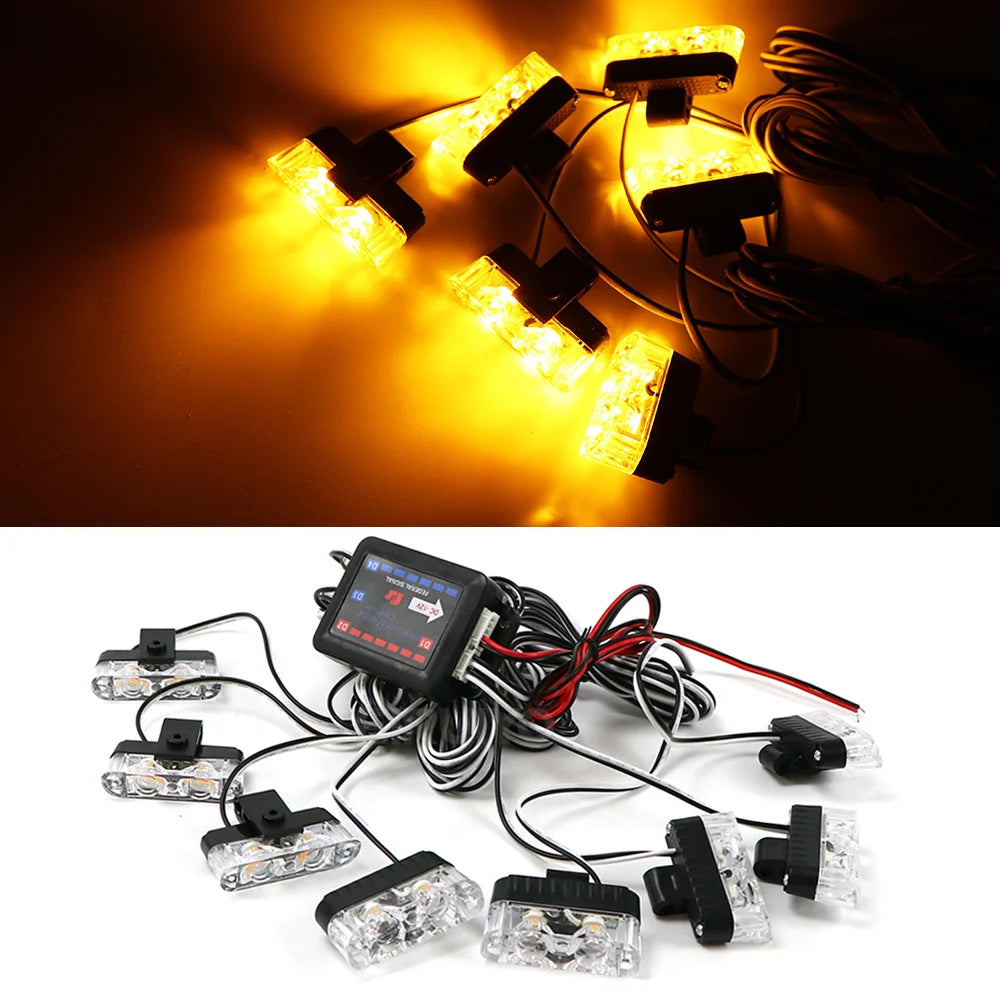 12 Front Grille Strobe 12V Flashing Emergency Warning Flash