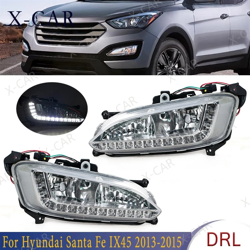 For Hyundai Santa Fe IX45 2013-2015 2PCS 12V Drl Daytime Running