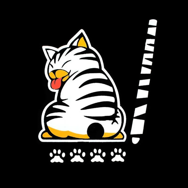 Funny Cat Stickers Moving Tail Rear Windshield Cartoon Reflective