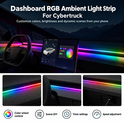 For Tesla Cybertruck USB Powered APP RGB Dashboard Ambient Strip