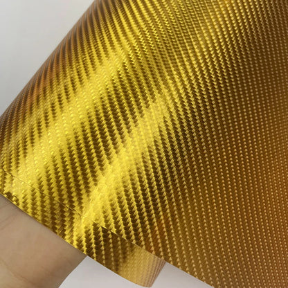 Premium Chrome 4D Golden Carbon Fiber Vinyl Film Motorcycle