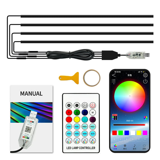 4PCS 43.3 Dreamcolor Ambient Lighting 110CM Trim RGB Interior