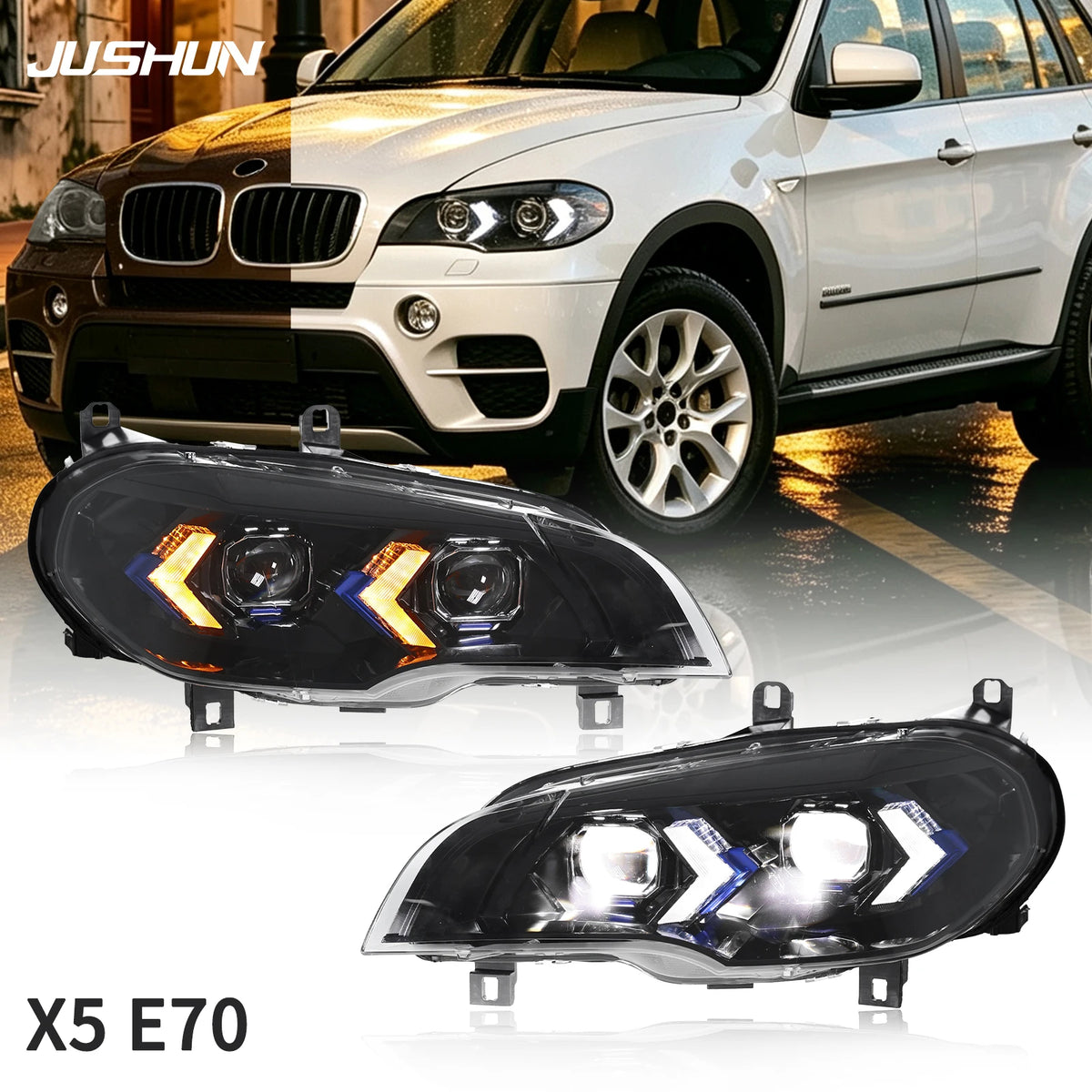 For BMW X5 E70 2007-2013 Headlight Emark Upgrade Bright