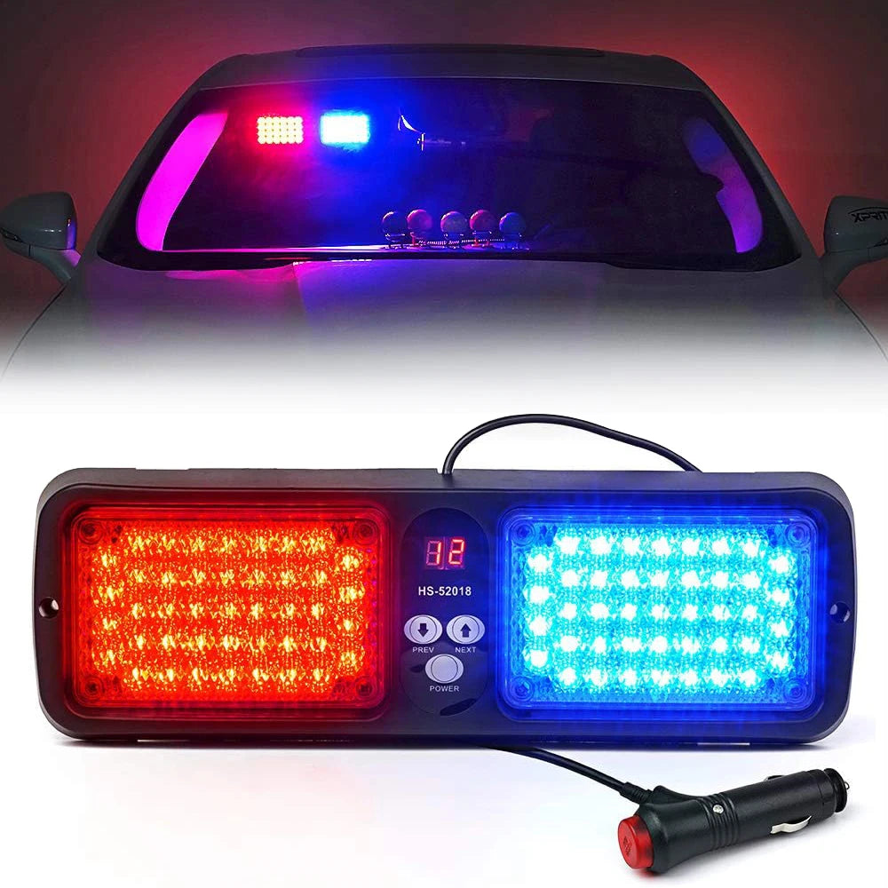 Red Blue Visor Strobe Flashing Interior Windshield Sunshield