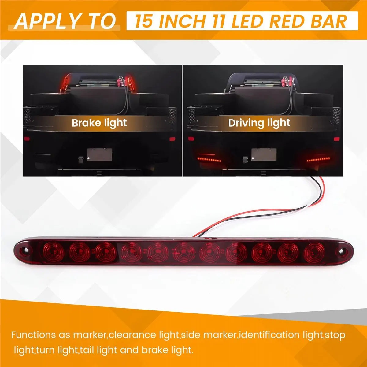 Compatible 1PCS Red Inch Bar Stop Turn Tail 3RD