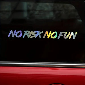 22CM 2.4cm No Risk Fun Sticker Decal Black White