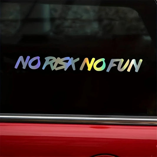 22CM 2.4cm No Risk Fun Sticker Decal Black White