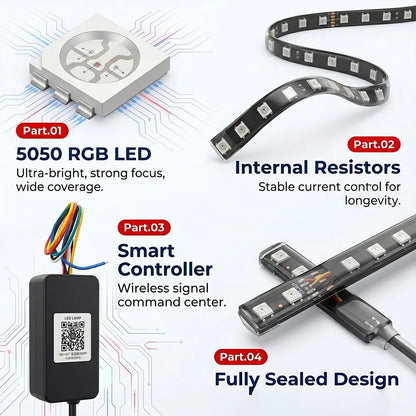 Grille Ambient 22IN 48LED RGB Scanner Flashing Strip Remote