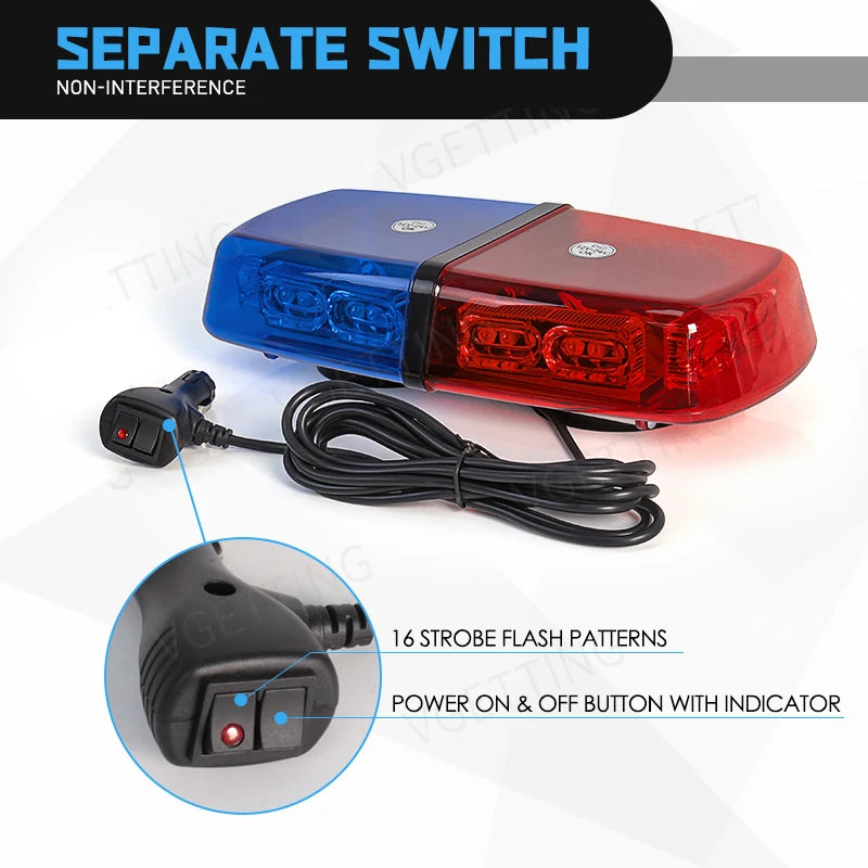 Roof Strobe Waterproof Warning Safety Beacon Magnetic Mount Truck