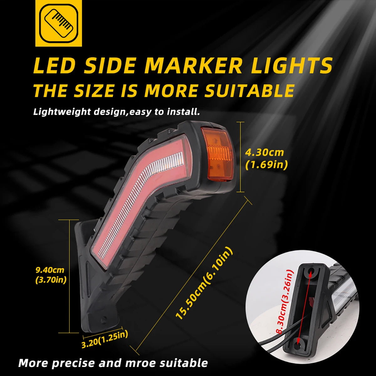 2PCS Truck Assembly Side Warning Flashing Indicator Taillights