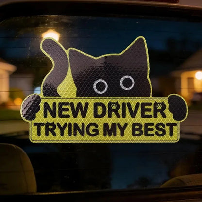3PCS Driver Reflective Sticker self-adhesive Black Cat Decal Body