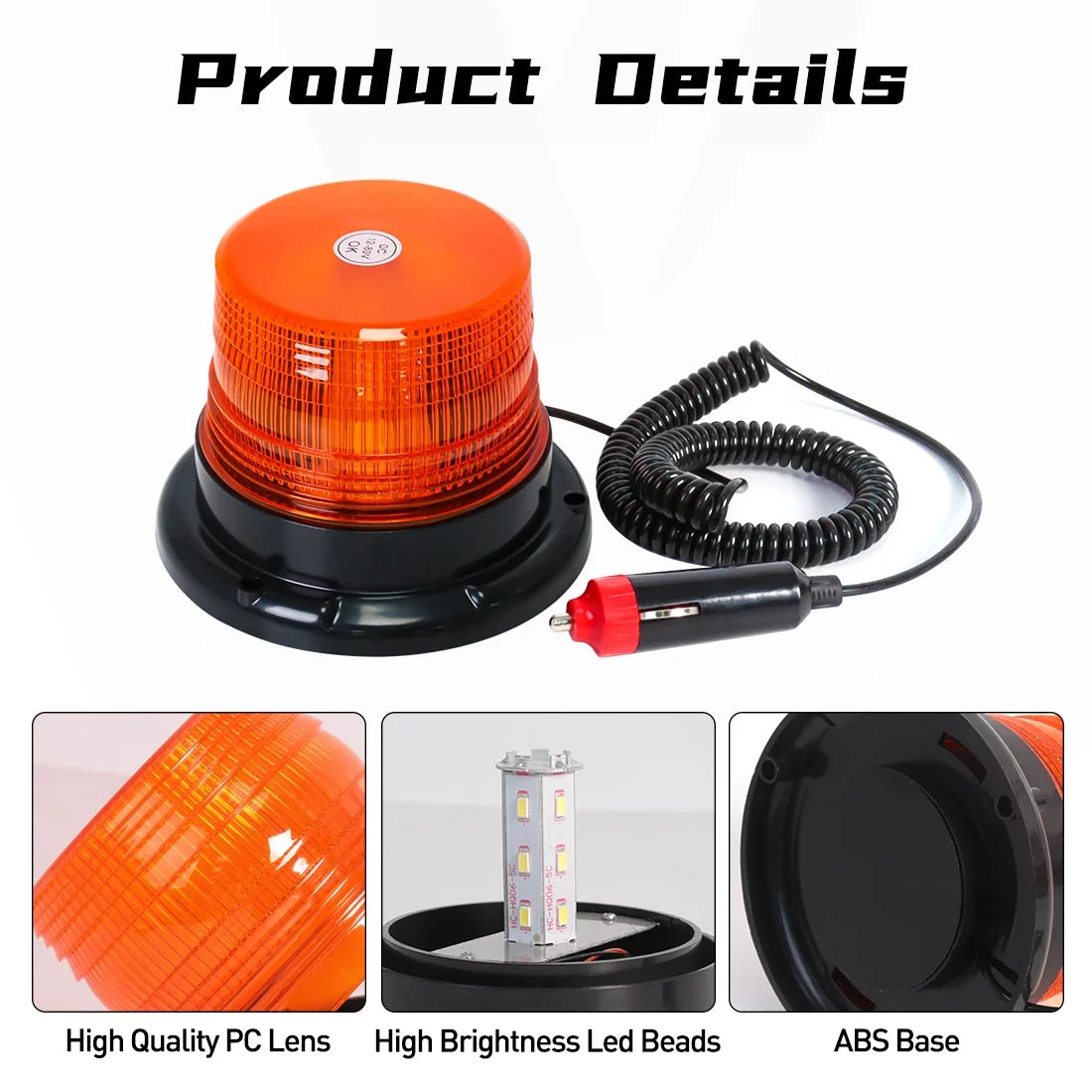 For Security 12V 24V -80V Strobe Truck Roof Warning Flashing
