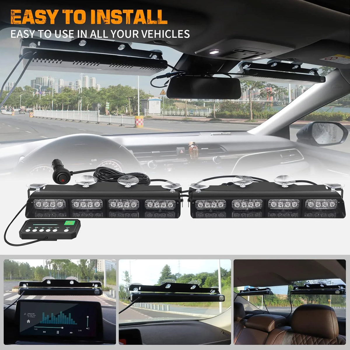 Strobe Emergency Flash Warning In Windshield Bar Traffic Advisor