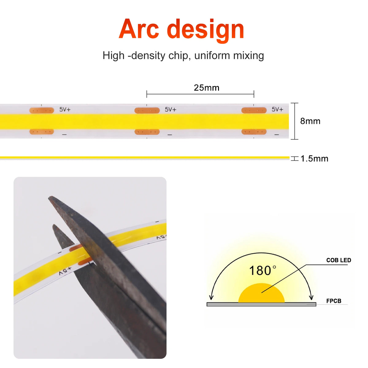 Dimmable Cob Strip 5V USB Flexible Tape On Off