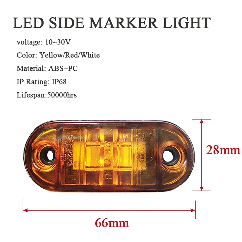 4PCS 12V 24V Side Marker Warning Trailer Trucks Caravan