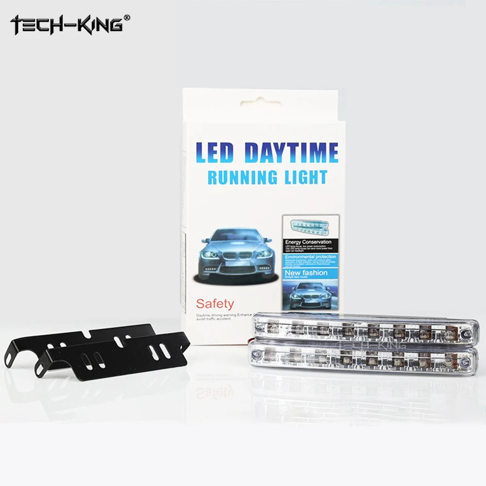 A Set Drl 8LED Daytime Running 12V ultra-bright Flexible
