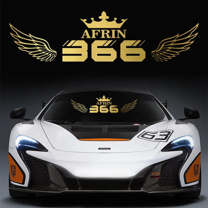 For Rear Windshield Number 366 Crown Wings Pattern Sticker Vinyl