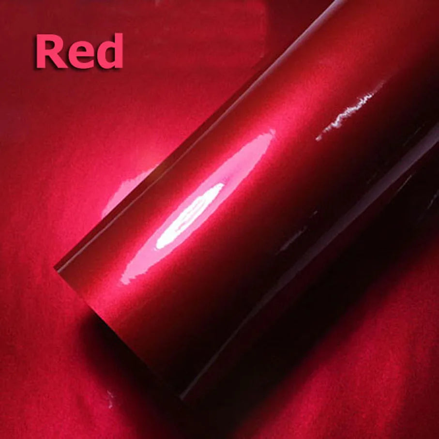 Premium 58x152cm Lot Red Metallic Glossy Glitter Wrap Sticker